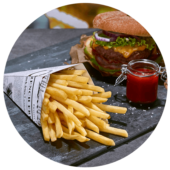 McCain French fries served on a slate plate